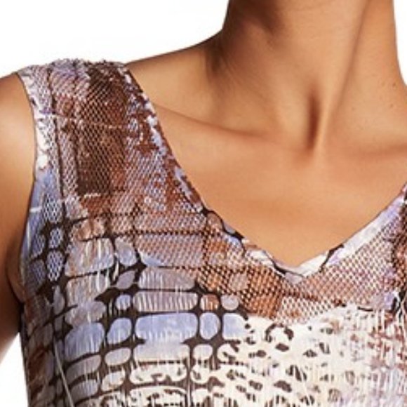 KOMAROV USA Mesh Trim Printed Drawstring Dress NEW - Picture 4 of 5